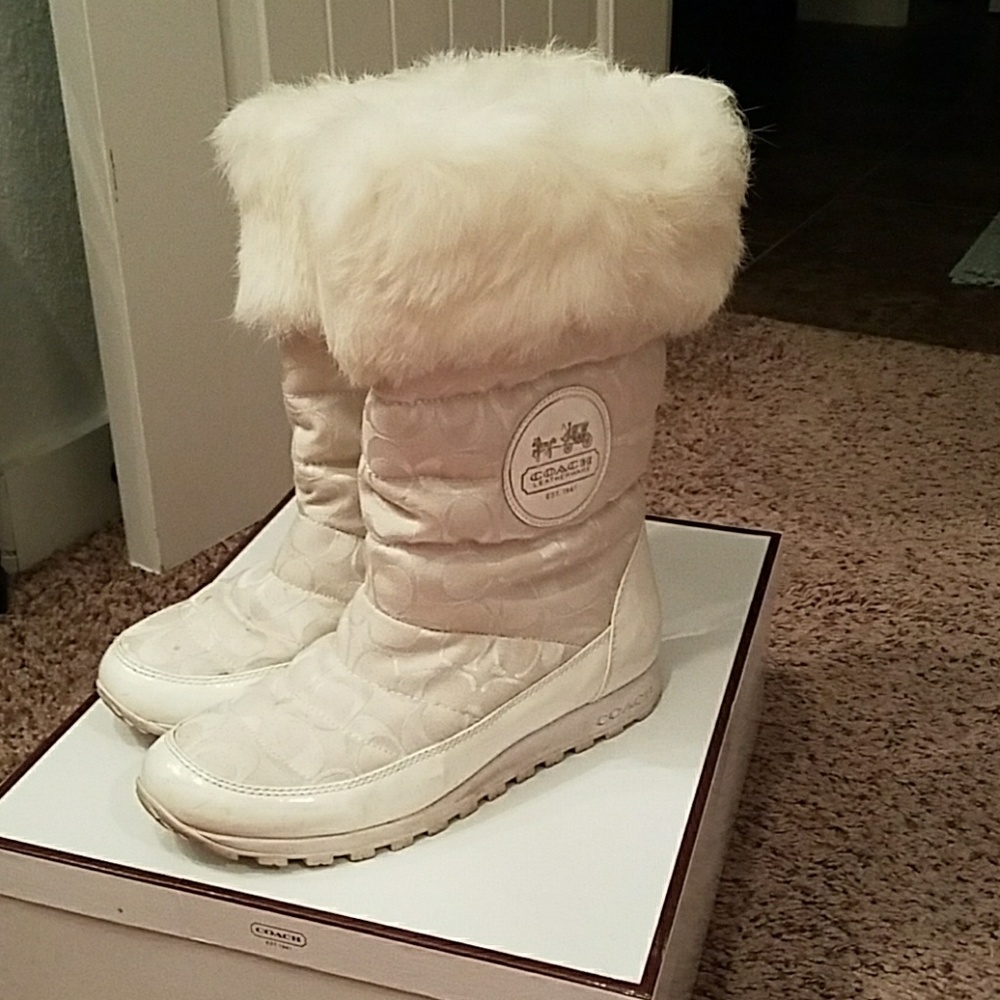 Coach White Winter Boots
